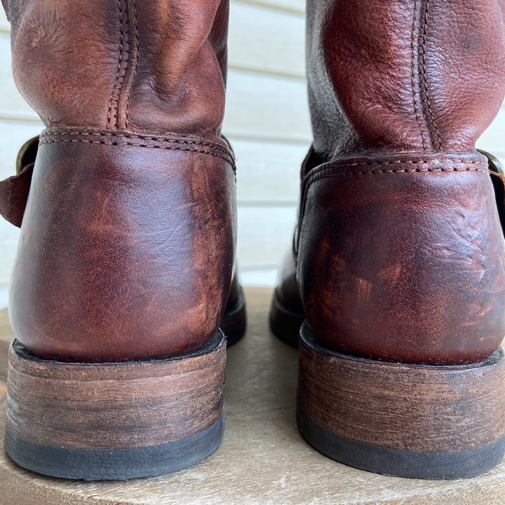 Frye Veronica Leather Low Ankle Moto Boots in Redwood Women's Size 6 - Picture 2 of 10